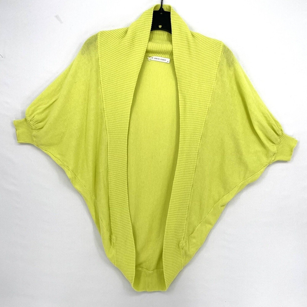 Lowrys‎ Farm Chartreuse Cardigan Size Medium  Batwing Sleeve Bright Yellow